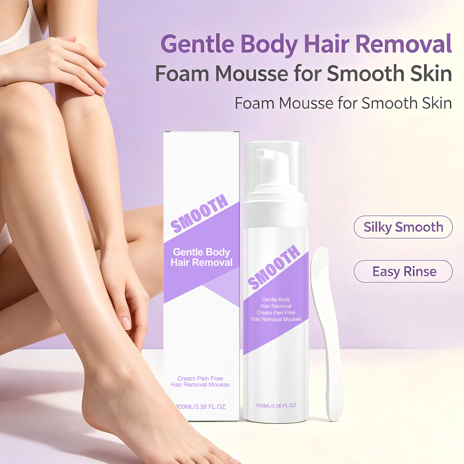 Hair Removal Mousse Painless Depilatory Foam for Underarm & Hand Arms Legs Soft Smooth After Every Use Refreshing Skin Care