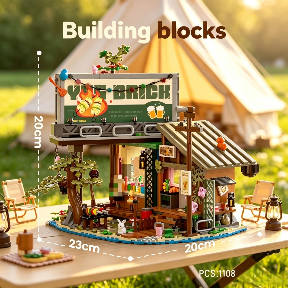 Scene Building Blocks Set City Dock Pub Architecture Model Building Toy Creative Home Decor Ornament Birthday Holiday Gif