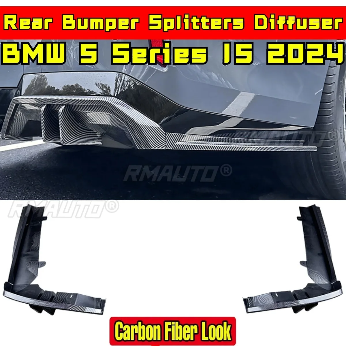 Rear Bumper Splitters Lip Compatible with BMW 5 Series I5 2024 Body Kit Rear Diffuser Spoiler Guard Car Accessories