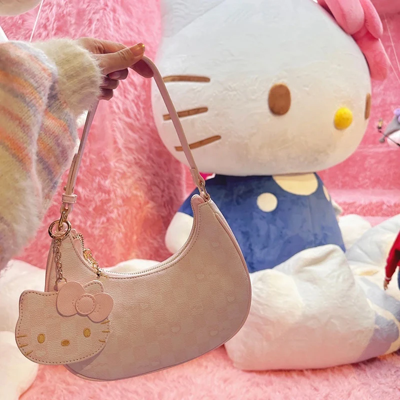 ใหม่กระเป๋ามินิโซะ HelloKitty น่ารัก2024ร้อยกระเป๋าใต้วงแขนแฟชั่นเกาหลีกระเป๋าสะพายไหล่เดียวกระเป๋าถือสำหรับเด็กผู้หญิง