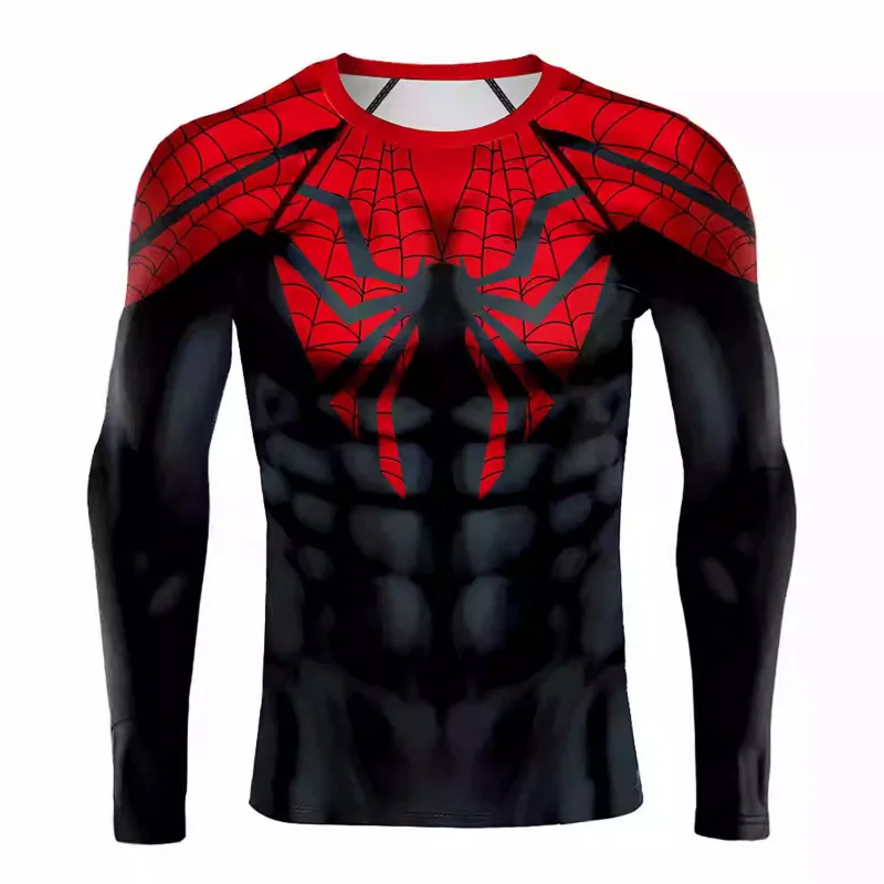 Spider Man Venom Series Fitness Suit Tight Sports Training Long Short Sleeve T-shirt for Men view 5