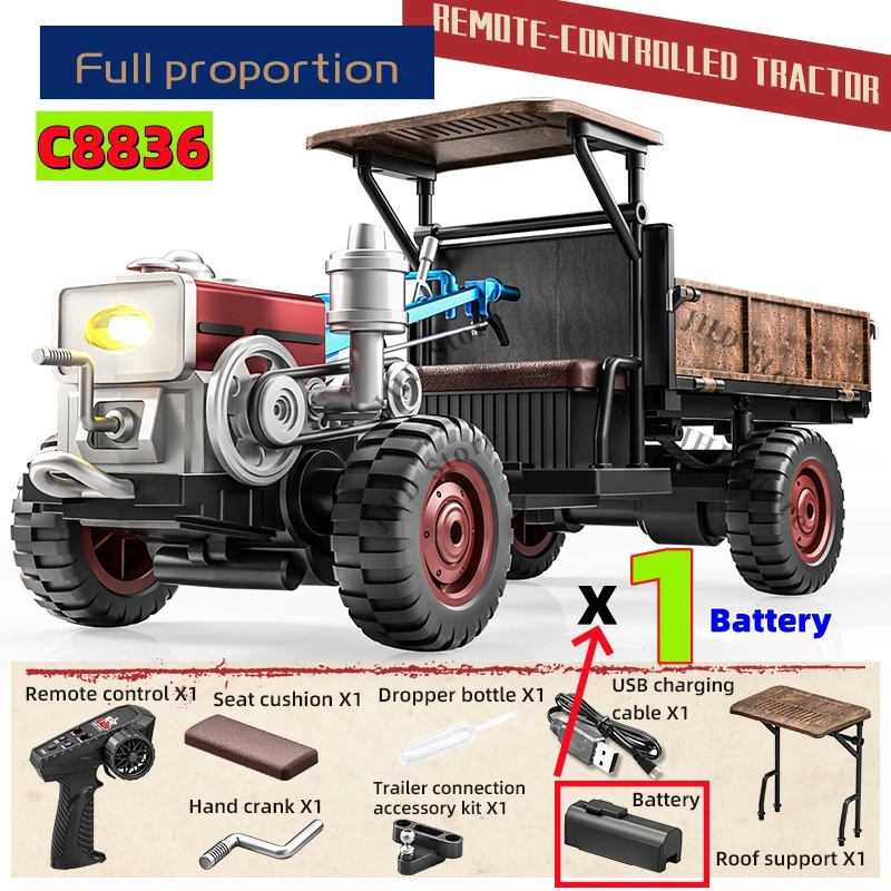 JHD For JJRC New Handheld Tractor C8836 Fully Proportional 4WD