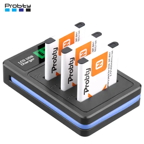 Probty NP-BN1 NP BN1 bn1 Batteria per fotocamera + Caricatore LCD per Sony DSC-W800 DSC-WX220 DSC-W830 DSC-W810 DSC-QX30 DSC-QX100 DSC-QX10