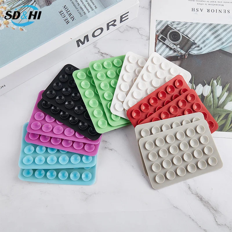 2Pcs Backed Silicone Suction Pad For Mobile Phone Fixture Suction Cup Backed Adhesive Silicone Rubber Sucker Pad For Fixed Pad