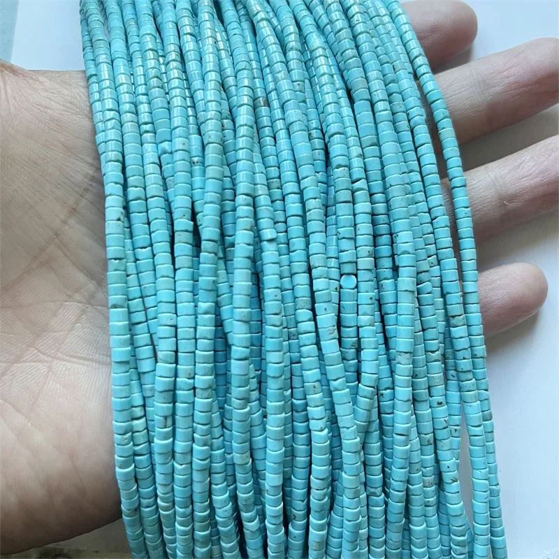 2*3MM Blue Turquoise Heishi Rondelle Olivary Tube Small Tiny Natural Stone Spacer Beads for DIY Necklace Accessories Bracelet
