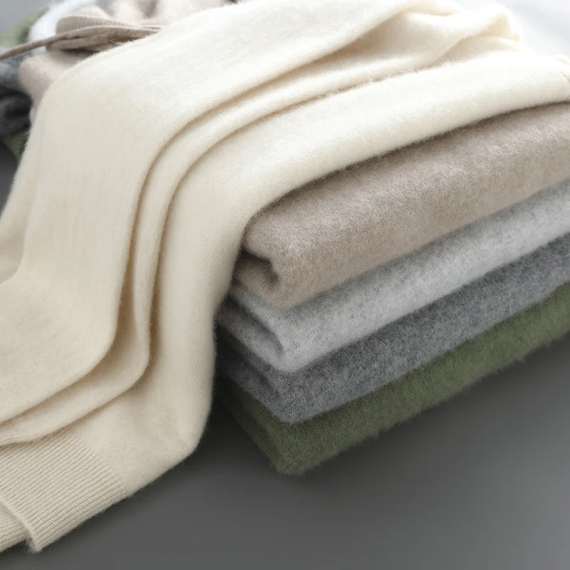 سترة بغطاء للرأس من الصوف الأسترالي 100% - أبيض كريمي (12 لونًا) S-XL ملابس تريكو للخريف والشتاء هوديي مصنوع من الصوف الخالص #5