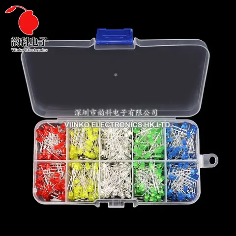 3MM 5MM Light Emitting Diodes Electronics Kit Box F3 F5 LED Diode Assorted Kit White Green Red Blue Yellow Orange