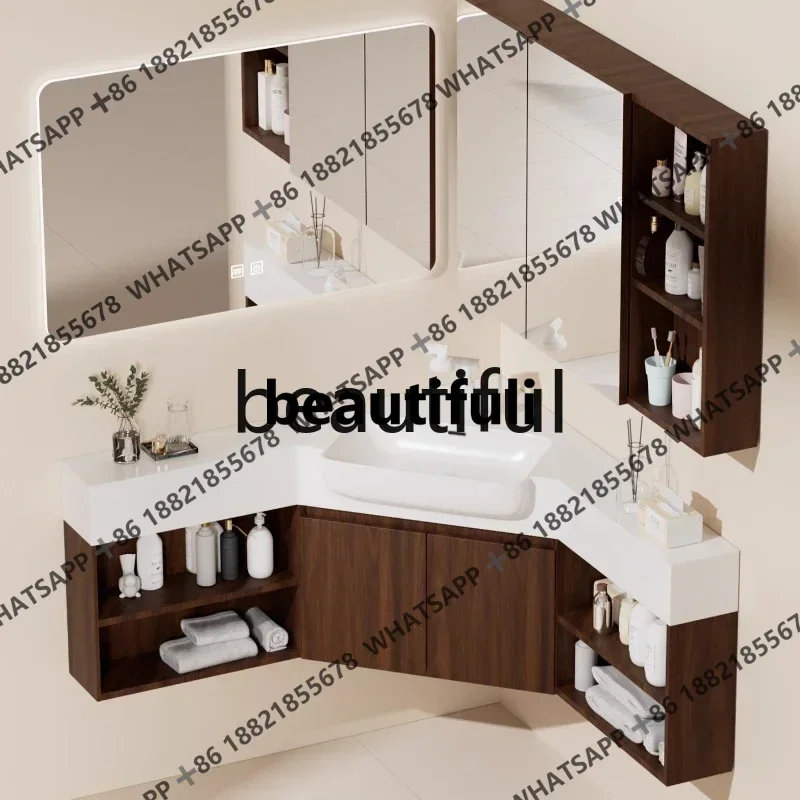 Corner bathroom cabinet combination seamless toilet washstand pool triangular ceramic basin vanity table