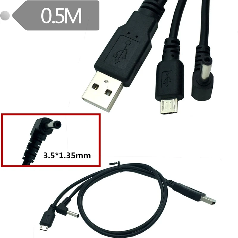 USB 2.0 A Male To Micro 5P Male + Power DC 35135 Data Y Cable 50cm；USB with power supply Cable