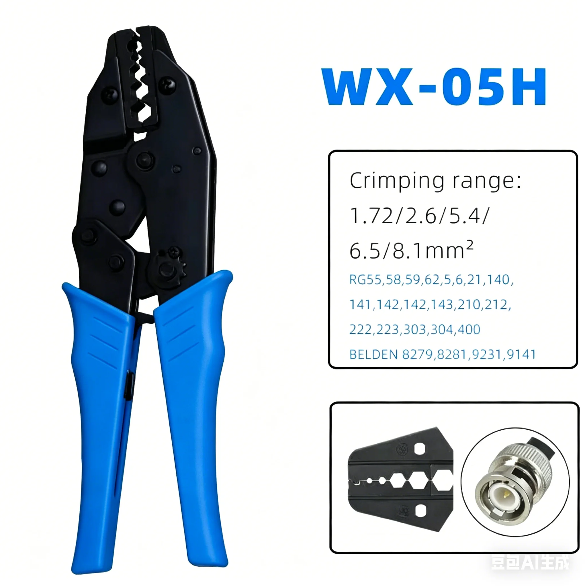 coaxial crimper for crimping RG58,RG59,BNC coax cable connectors RG8,RG213, RG55RG58 RG59 RG62 coaxial connector crimping pliers