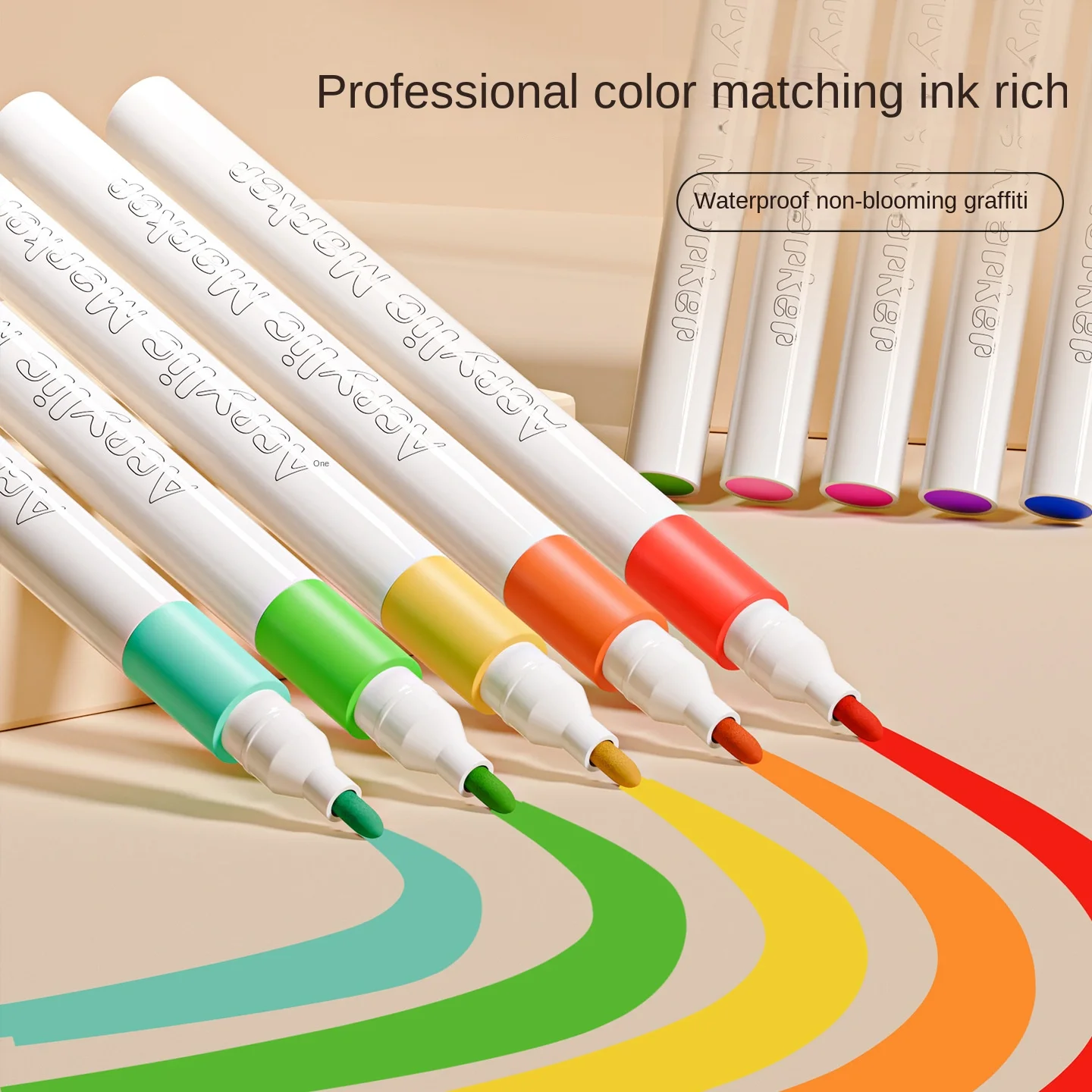 24/48/80 لون علامات أكريليك ذات سن مزدوج ، أقلام طلاء ، قلم فرشاة علامات فنية مزدوجة الألوان للحرف اليدوية ، الكتابة على الجدران ، القماش #2