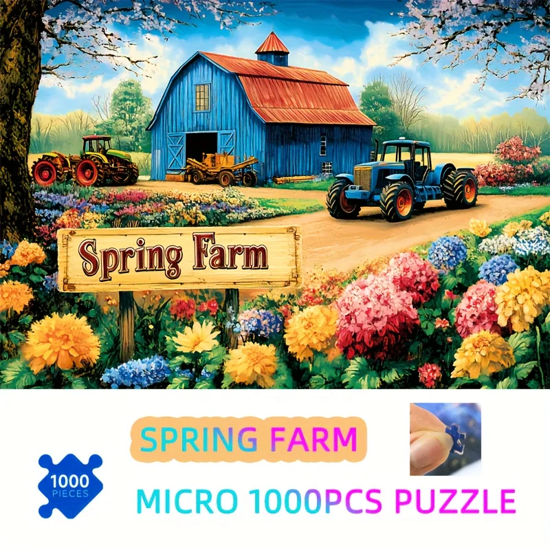 

1000-Piece Mini Jigsaw Puzzle Farm Flower Bloom - Premium Gray Cardboard 38x26cm Micro Puzzle for Adults (15x10 Inches)