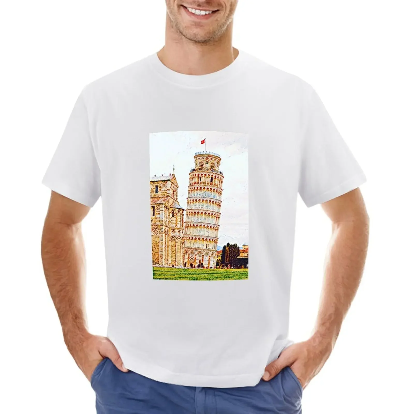 Leaning Tower of Pisa: Pisa, Italy T-shirt graphics kawaii clothes customs design your own customizeds black t-shirts for men