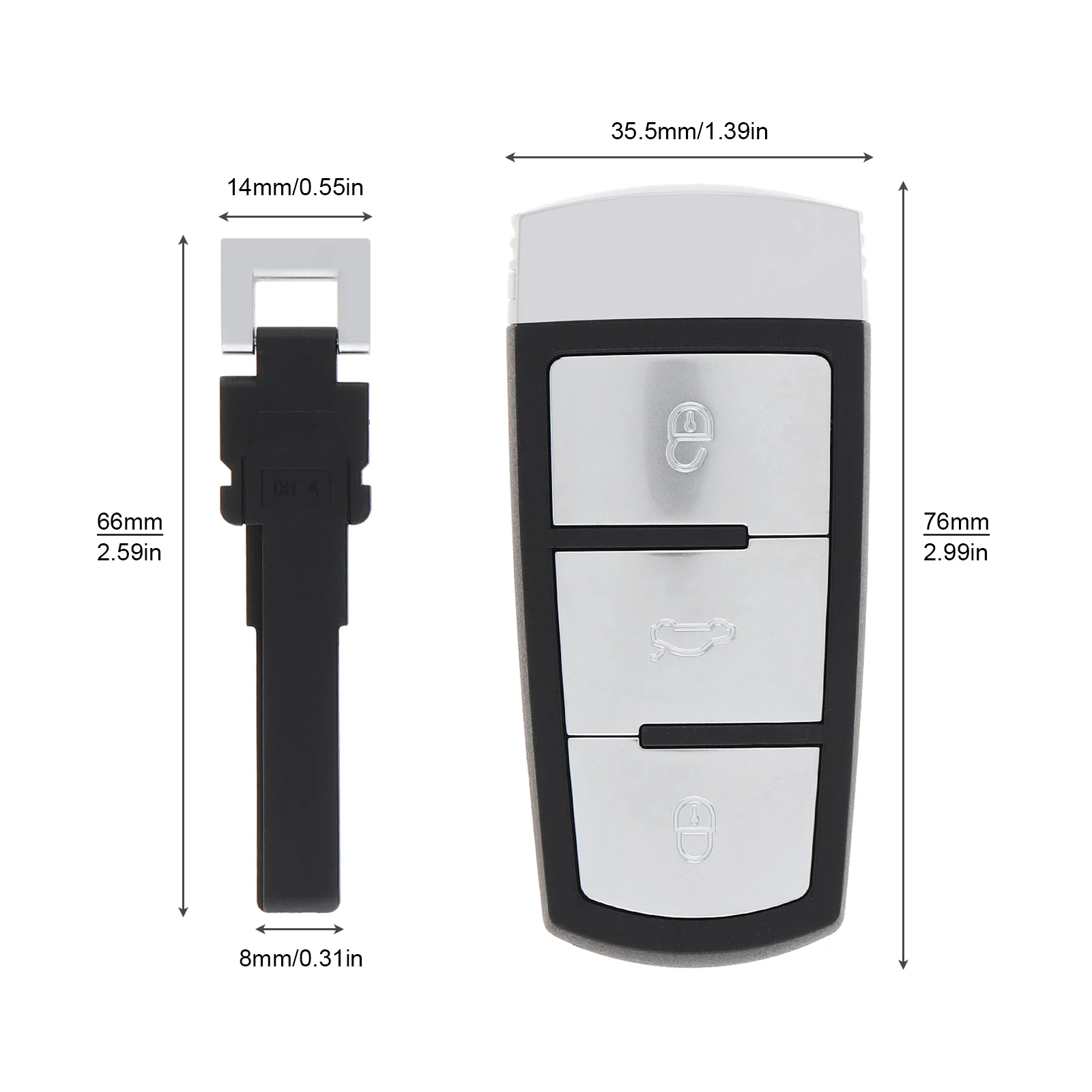 434Mhz 3 Buttons Keyless Uncut Flip Smart Remote Key Fob with ID48 Chip 3C0959752BA Fit for VW Passat B6 3C B7 Magotan CC