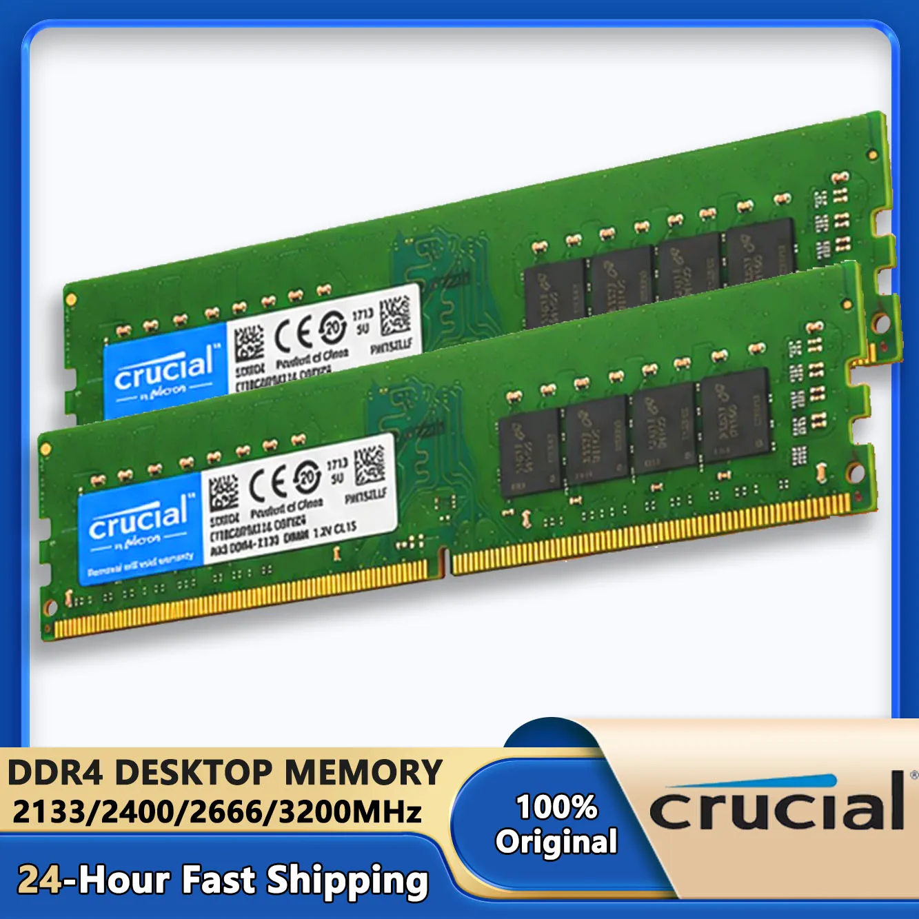 Crucial Memory Desktop RAM DDR4 16GB 4GB 8GB 3200MHz 2133 2400 2666MHz DIMM 288Pin PC4-21300 25600 19200 17000 Non-ECC PC RAMs