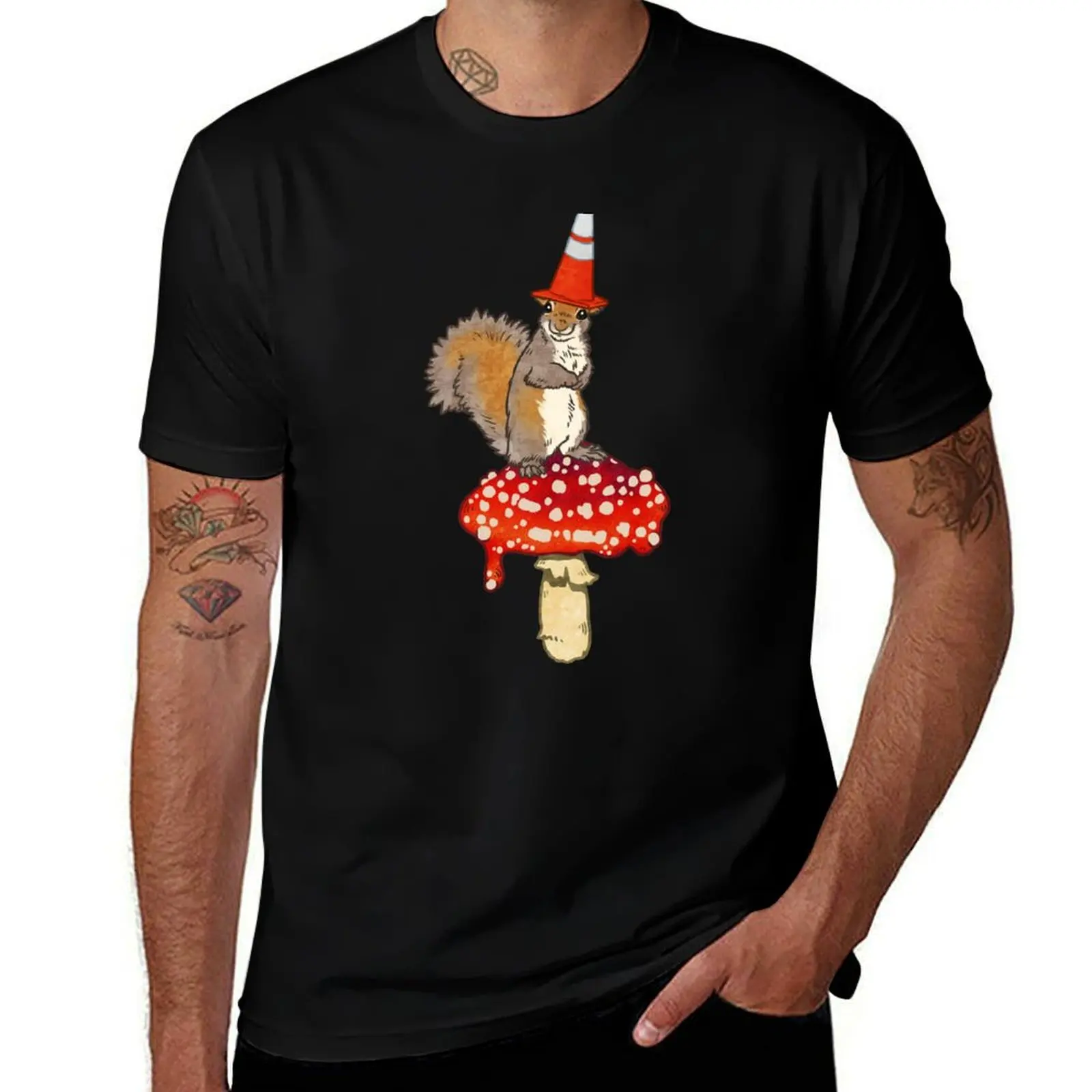 Portland Wizard on Red Spotted Mushroom (Cone Squirrel) T-Shirt t shirts for man pack cotton T-Shirt