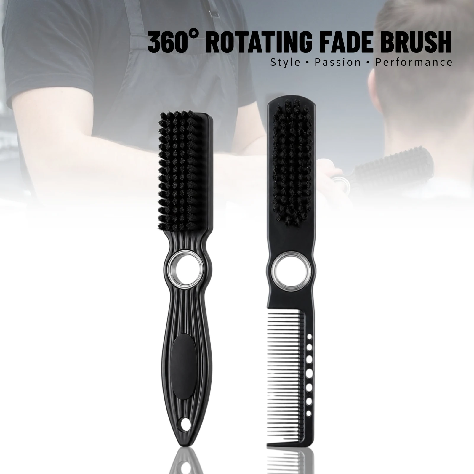 3pcs Pro Barber Haircut Combs Kit Spinning Neck Cleaning Brush Dual-Side Tooth Taper Combs Anti-slip Flat Top Comb Styling Tools