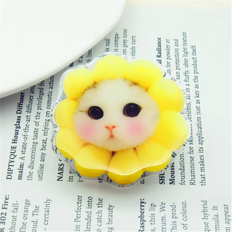 Cute Cat Kitty Cartoon Expandable Mobile Phone Holder INS Korean Foldable Grip Tok Socket Finger Ring Bracket Accessories