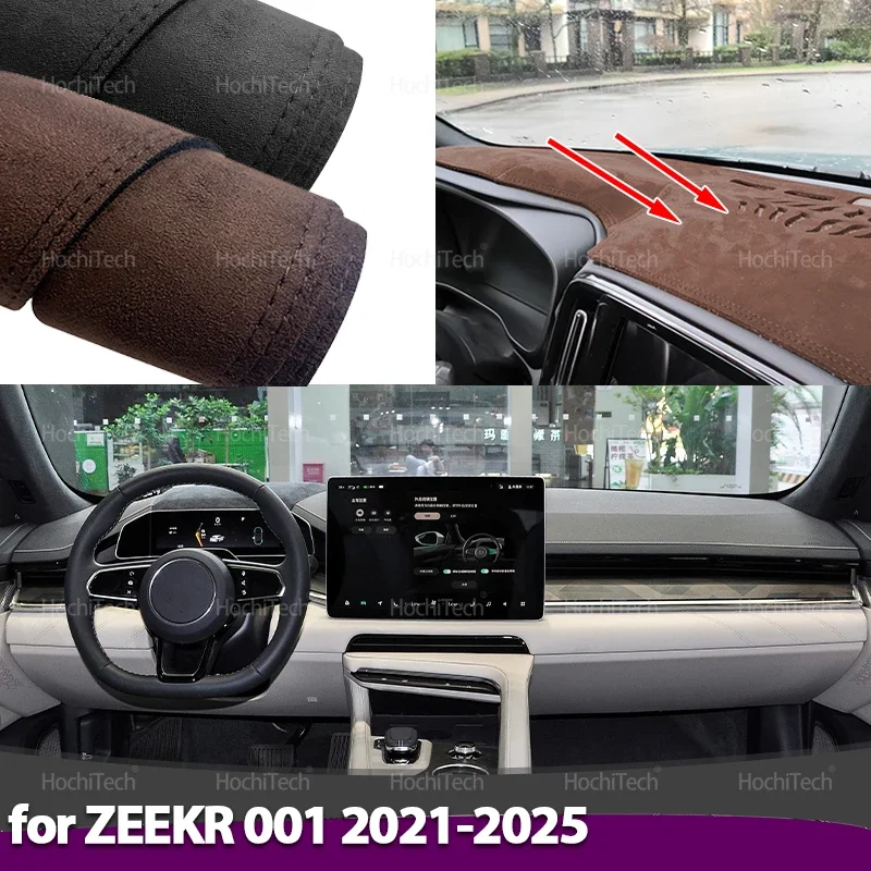 

Car-styling Suede Leather Black/Brown Dashmat Dashboard Cover Pad Dash Mat Carpet For ZEEKR 001 FR 2021 2022 2023 2024 2025