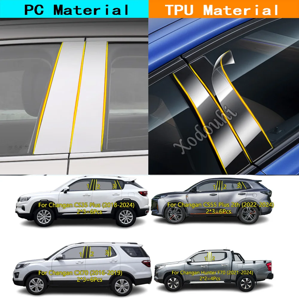 

TPU/Glossy Mirror Door Central Middle Window Pillar Post Cover Sticker For Changan CS35 CS55 CX70 Hunter F70 2016 2017-2024