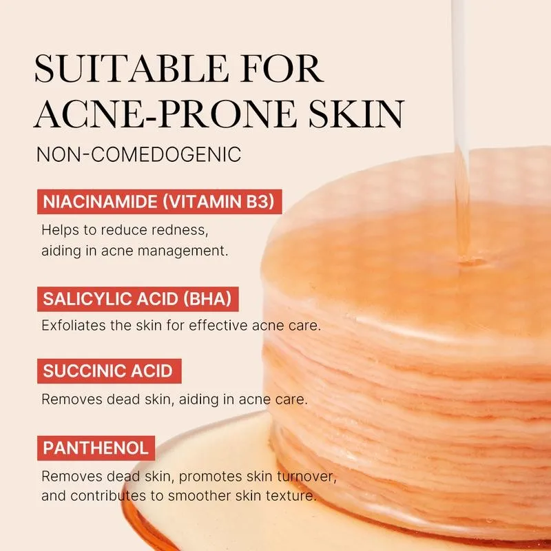 Red Succinate Panthenol Face Supplement - Reduces Acne Breakouts and Promotes Clear Skin with Effective Exfoliation