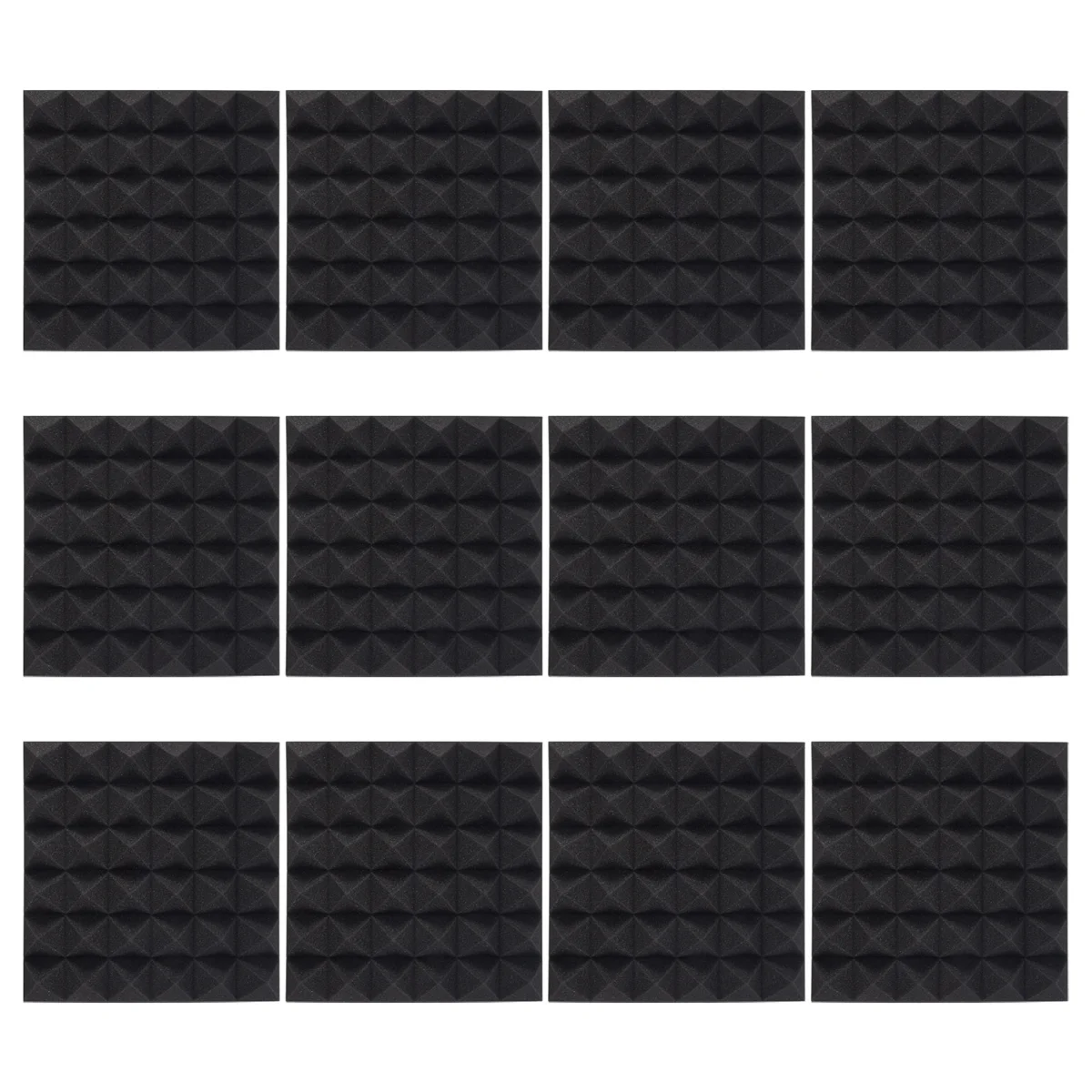 12Pcs Soundproof Foam Panels,2 Inch x 12 Inch x 12 Inch Pyramid Shaped Acoustic Panels for Wall,Studio, Home and Office-AA85