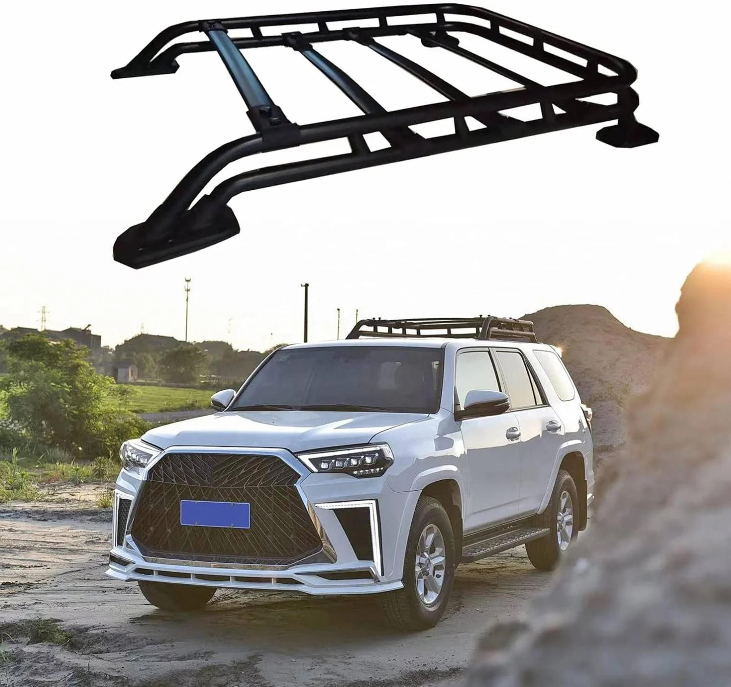 2010-2023 4Runner Accessories Rooftop Luggage Cargo Carrier Roof Rack Basket for Toyota