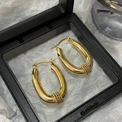 Exaggerated U-Shaped Winding Spring Stud Earrings for Women Hollow Geometric Gold Color Twisted Earring Half C-Shape Ear Jewelry