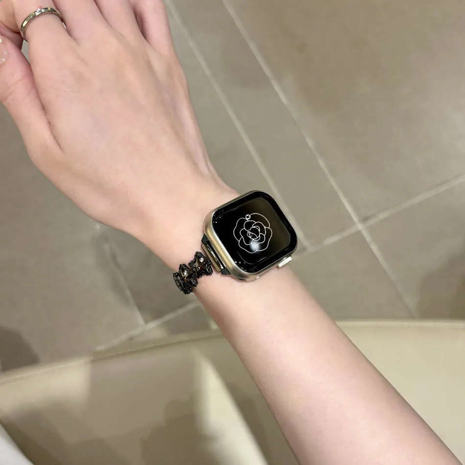 سوار مجوهرات فاخر من الزركون على شكل نجمة لساعة Apple Watch UItra 10 9 8 7 6 5 4 3 2 SE Band iWatch Series 41 مم 42 مم 40 مم 38 مم 49 مم 45 مم 44 مم 46 مم سوار نحاسي