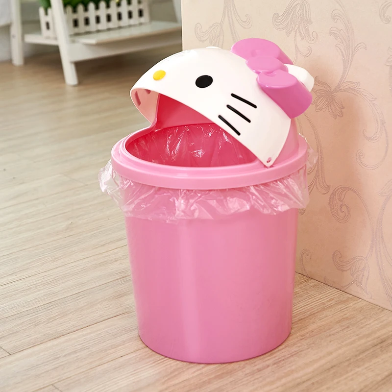 Sanrio Hello Kitty Desktop Trash Can Cartoon Animation Around The Student Desktop Trash Basket Cute Square with Lid Storage Box