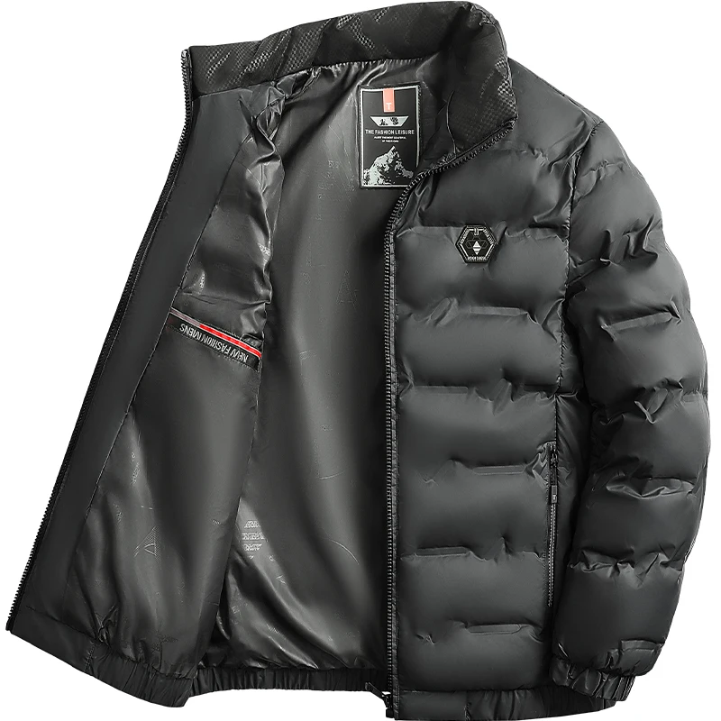 

Autumn Winter Men Jacket Cotton Clothes Plush Keep Warm Male Crew Neck Casual Coats Fashion Versatile England Business Clothing