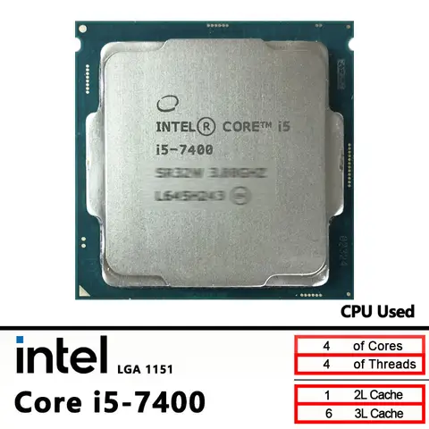 Intel Core i5-7400 i5 7400 utilisé processeur Quad-Core Quad-Thread 3,0 GHz 6M 65W LGA 1151