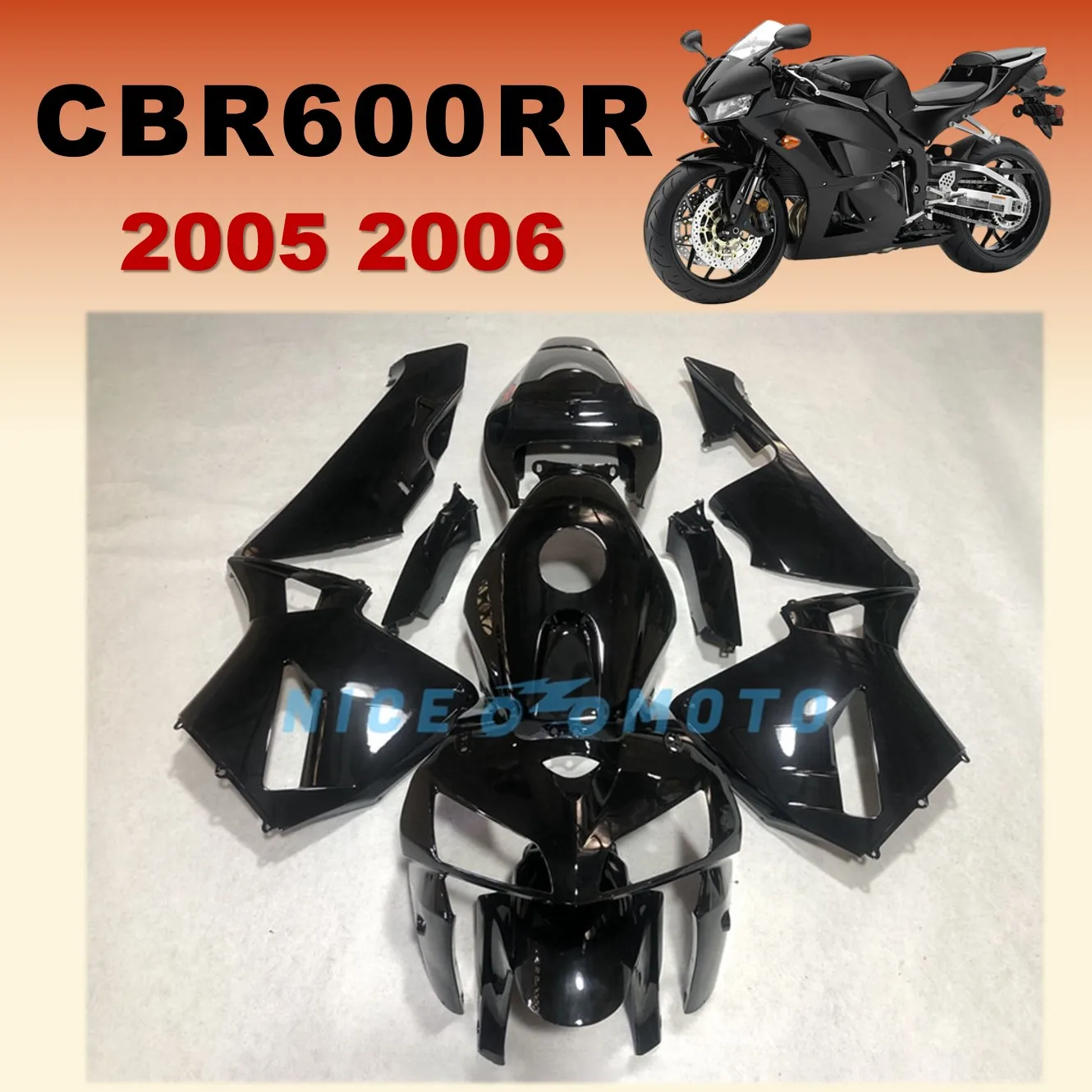 

Bright Black High Quality Injection Motorcycle Fairing Kit for Honda CBR600RR 2005 2006 Full Bodywork Kit cbr 600rr 05 06