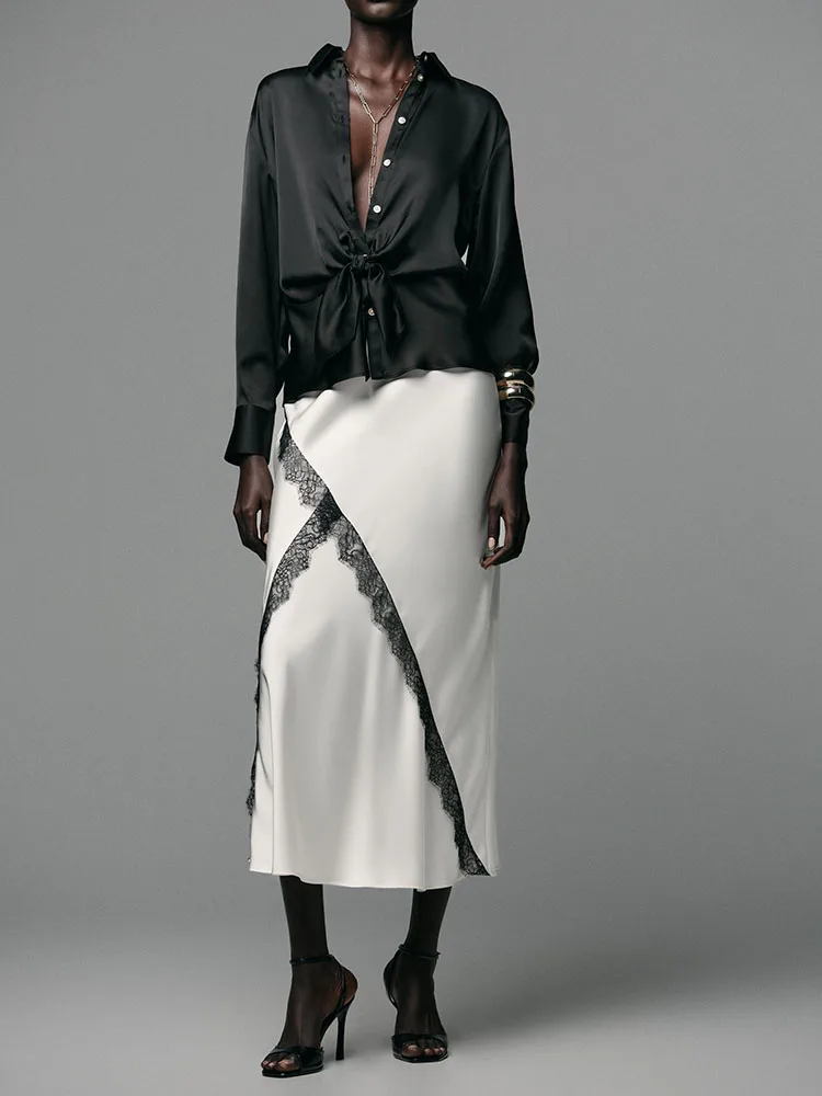 الحلو Ele الحرير الساتان irt وصول جديد للنساء في خريف 2025 Faionable Chinoiserie المرحلة زي بلوزة للسيدات