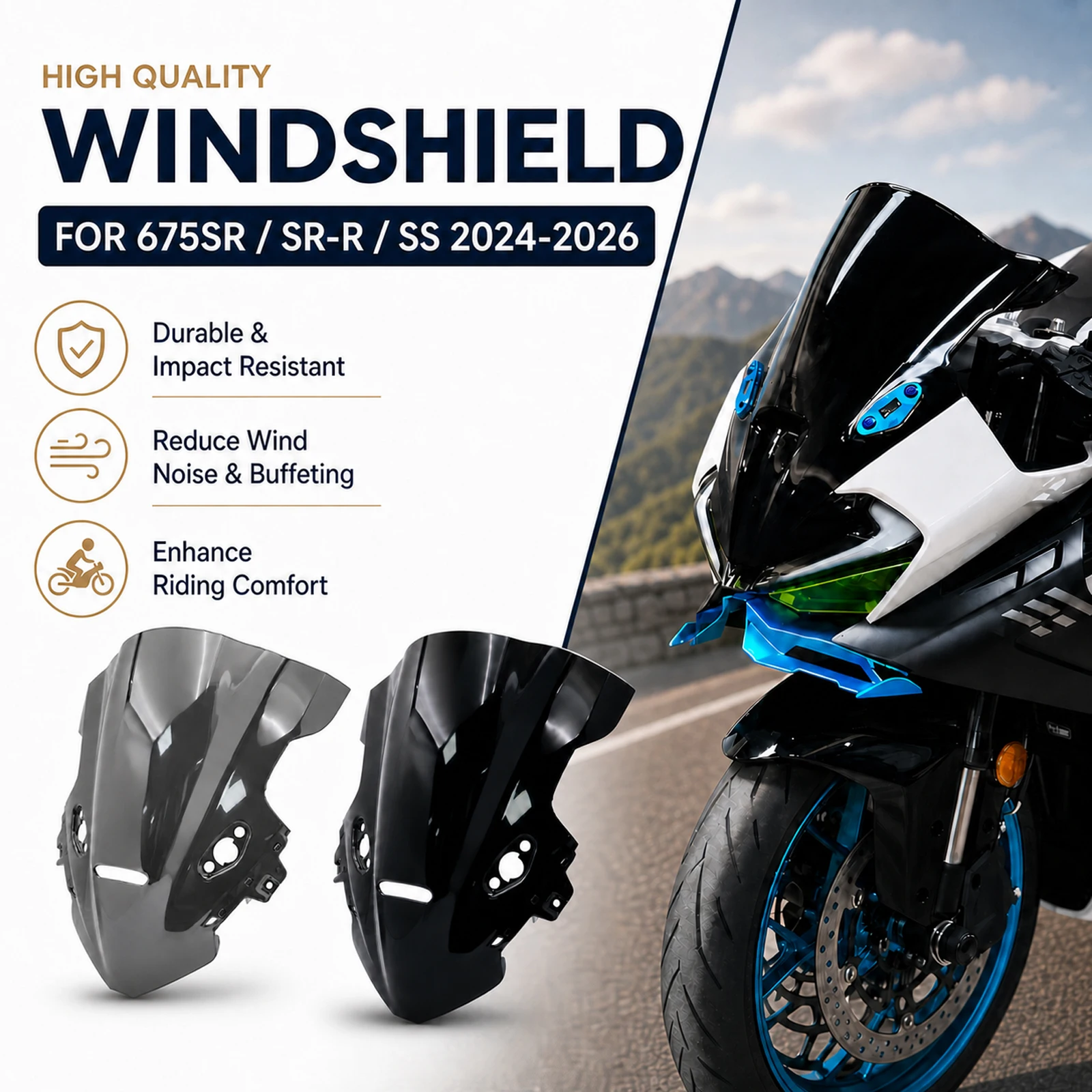 Motorcycle Windscreen For CFMOTO 675SR 2026 675SS 2025 675SR-R 675SR R 2024 Windshield Cover Spoiler Wind Deflectors Guard