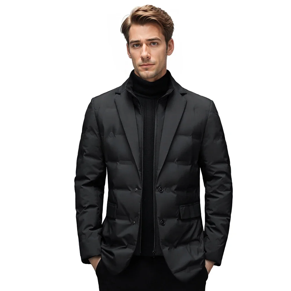 Winter Men\'s Coldproof Windproof Down Jacket Suit Scarf Collar Simple Down Jacket  Popular High-end High Quality Male Clothing