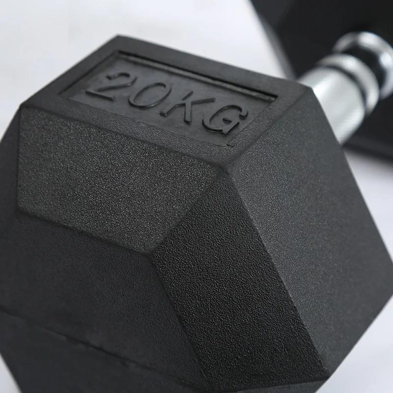 Cheap Black Rubber Hexagonal Dumbbells Gym Use Hex Rubber Dumbbell For Sale