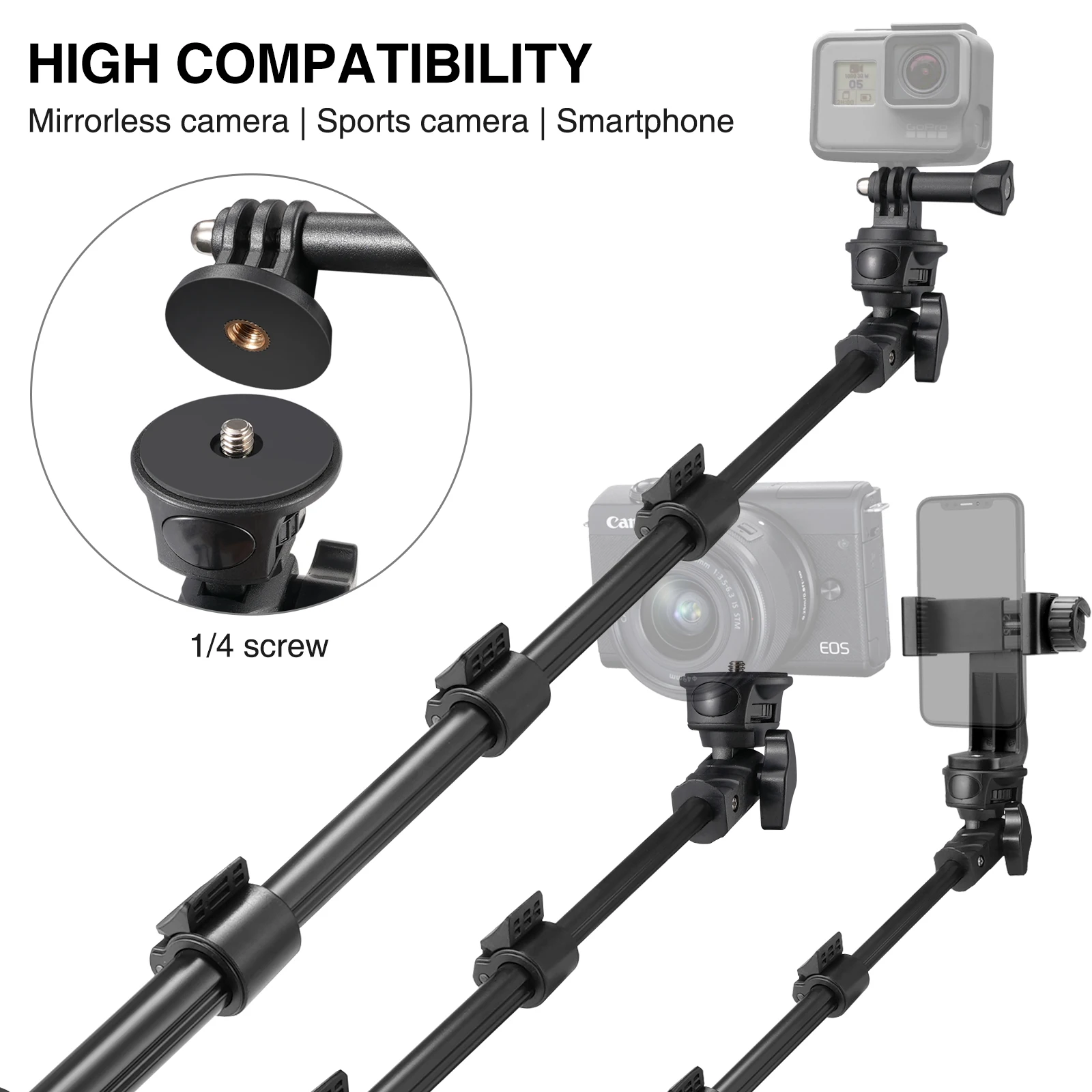CAMOLO Bluetooth Selfie Stick Tripod Stand Portable Extended Phone Tripod with Phone Holder for iPhone/Samsung/Huawei Xiaomi