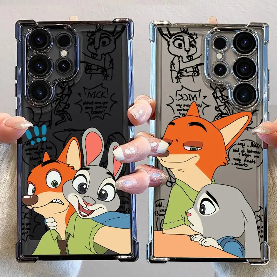 Funda de teléfono suave Disney Zootopia Judy Nick para Samsung Galaxy S21 Plus S23 S25 Edge S20 FE S22 Ultra S24