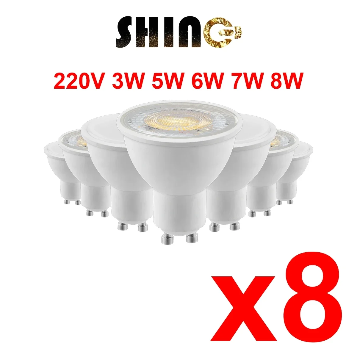 

8PCS 38 120 Degree foco LED Spotlight GU10 MR16 AC220v led lamp bulb warm white cold white daylight led lighting for living room