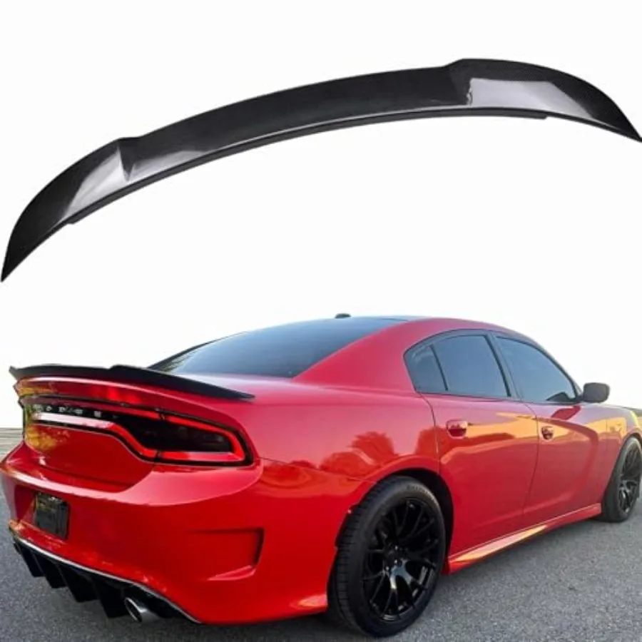 

Rear Trunk Spoiler for Dodge Charger 2015-2023 RT SXT SRT SE Hellcat Carbon Fiber Style Black Performance Spoiler Wing