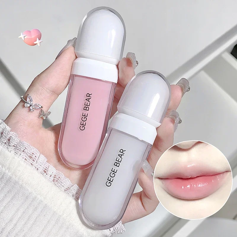 Lipstik pelembap bibir transparan, Lip Balm pelembab, penghilang bibir mati, Losion Perawatan Bibir pemutih bibir bulat warna