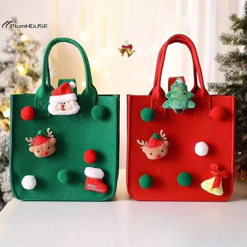 Large-Capacity Felt Christmas Gift Bag Creative Santa Claus Sack Gift Presents Bag Christmas Tree Candy Bag Gift Bag Xmas Decor