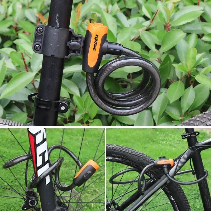 Bicycle Lock Anti-theft Mountain Road Bicycle Wire Chain Lock Key Safety Anti-theft Belt Mounting Bracket Scooter Bicycle Lock