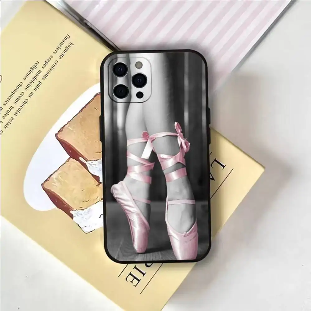 حافظة هاتف أحذية راقصة الباليه للرقص لهواتف iPhone 17، 16,15,14,13,12,11 Plus، Pro Max، أخرى غطاء أسود ناعم