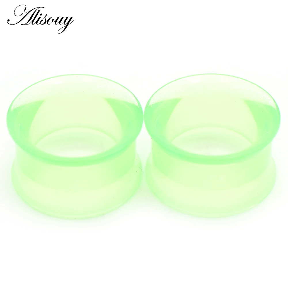 Alisouy 2PC Ear Tunnels Plugs Transparent Colorful Acrylic Hollow Expander Stretcher Gauges Double Flared Piercing Body Jewelry