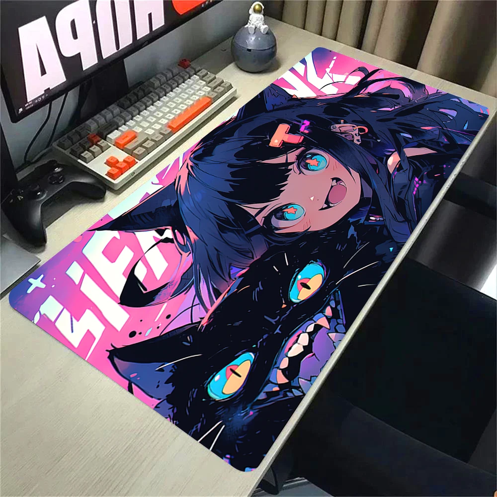 Gamer rosa mousepad loce borda mouse pad escritório menina grande borracha natural xxl tapete de mesa pc grandes tapetes de mesa design mousepads 100x50cm