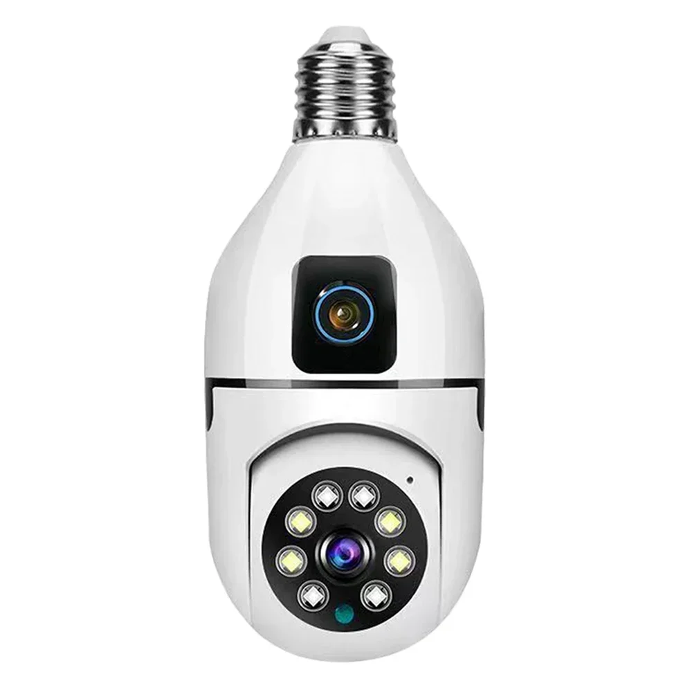 PEGATAH E27 Wifi Dual Lens Camera 4MP 4K PTZ Surveillance Camera CCTV IP Cam Security Smart Home AI Tracking Voice Alarm Camera