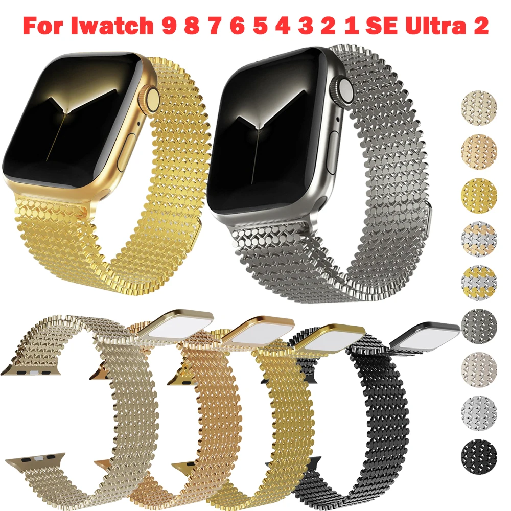 

Metal Band For Apple Watch 42 44 45 49mm Strap Magnetic Strap For iWatch 9 8 5 3 2 1 SE Ultra Business Bracelet Watchband Correa