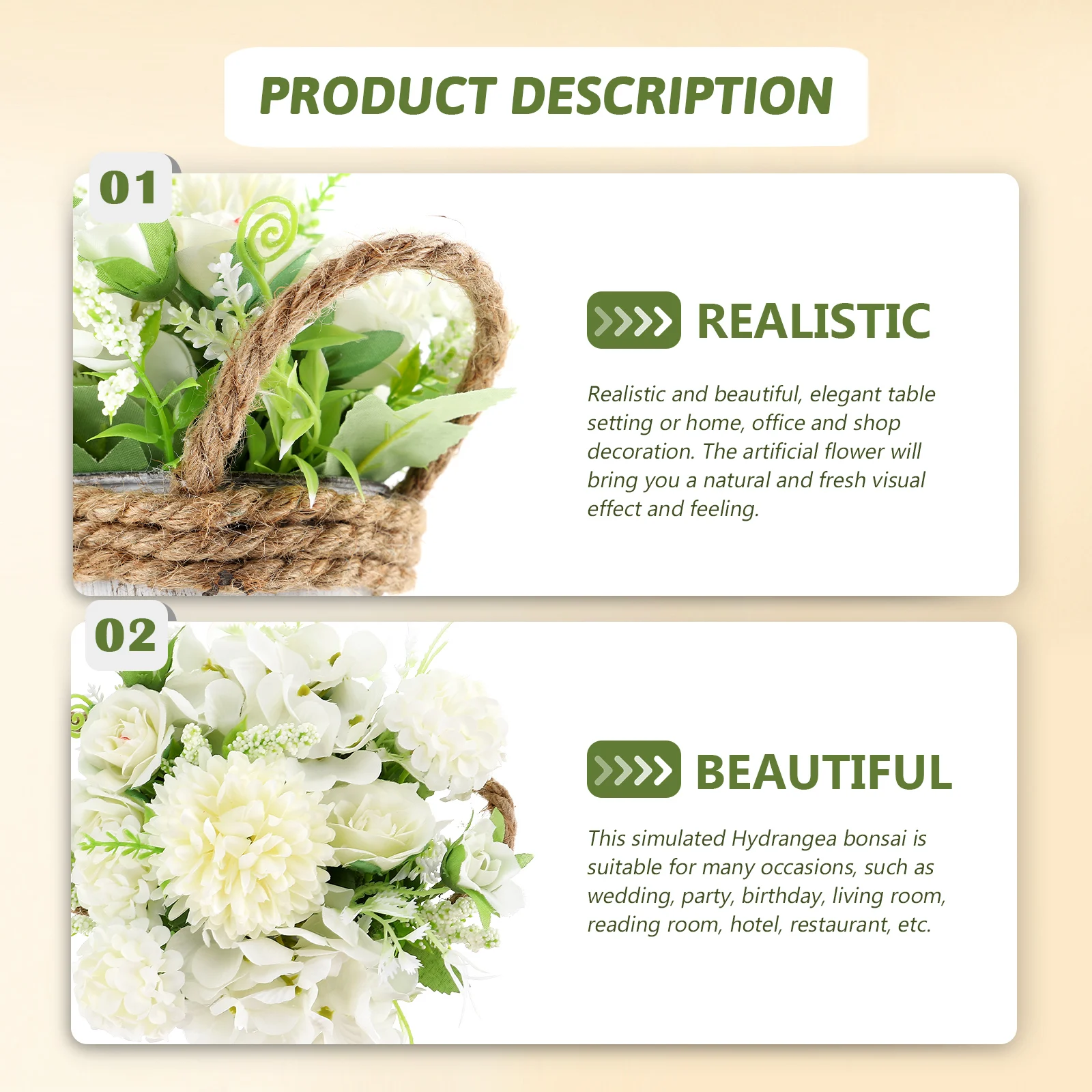 

Potted Hydrangea Artificial Bonsai DecorFlower Arrangement Home Office Shop Realistic Beautiful Lifelike Elegant Table Setting